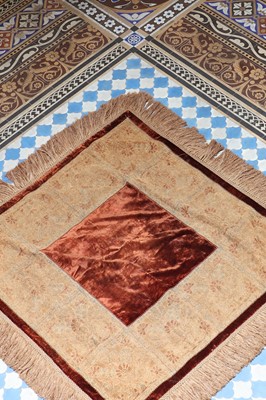 Lot 254 - ☘ An embroidered fabric table cover
