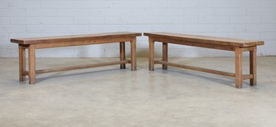 Lot 95 - A pair of Arts and Crafts oak benches