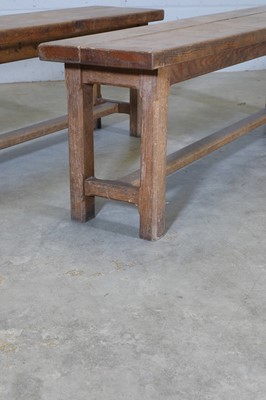 Lot 95 - A pair of Arts and Crafts oak benches