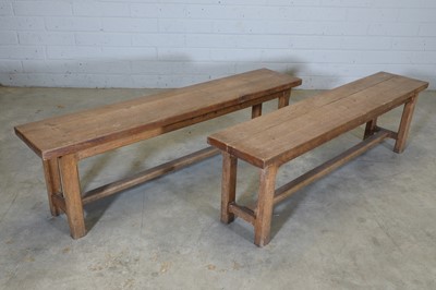 Lot 95 - A pair of Arts and Crafts oak benches