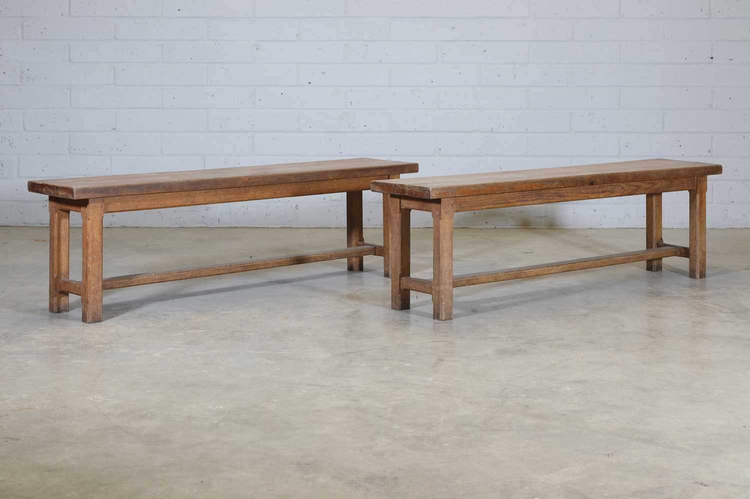 Lot 95 - A pair of Arts and Crafts oak benches