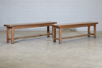 Lot 95 - A pair of Arts and Crafts oak benches