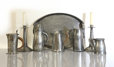 Lot 71 - A collection of Arts and Crafts pewter items