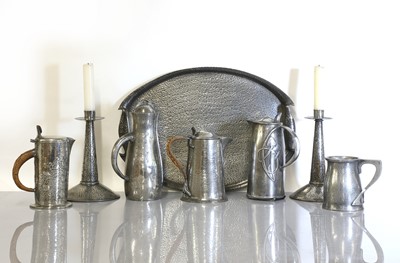 Lot 71 - A collection of Arts and Crafts pewter items