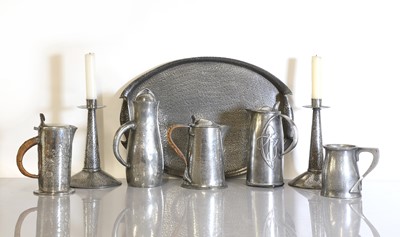 Lot 71 - A collection of Arts and Crafts pewter items