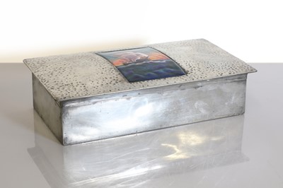 Lot 75 - A Tudric pewter and enamelled cigar box