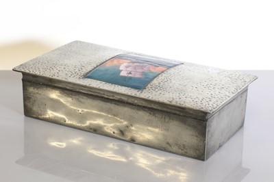 Lot 75 - A Tudric pewter and enamelled cigar box