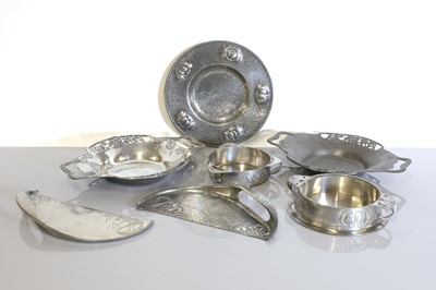 Lot 78 - A collection of Arts and Crafts Tudric pewter items