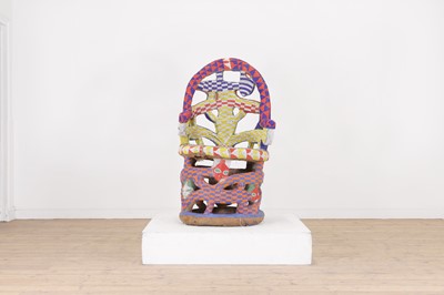 Lot 116 - A beaded throne chair