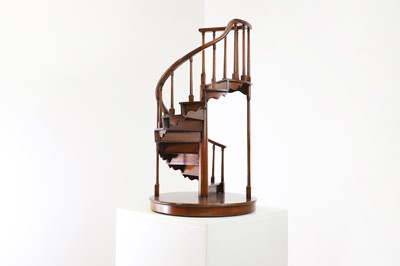 Lot 123 - A turned wooden model of a staircase