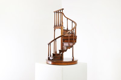Lot 123 - A turned wooden model of a staircase