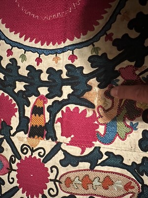 Lot 256 - ☘ A large Ura-Tube suzani panel