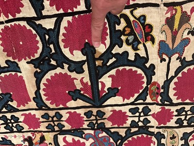 Lot 256 - ☘ A large Ura-Tube suzani panel