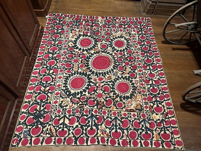 Lot 256 - ☘ A large Ura-Tube suzani panel