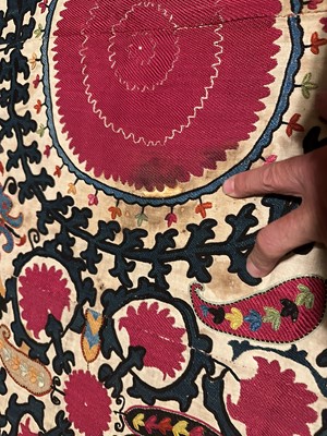 Lot 256 - ☘ A large Ura-Tube suzani panel