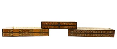 Lot 288 - A group of three Anglo-Indian backgammon games boards