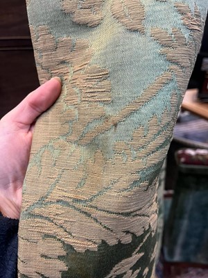 Lot 127 - A pair of silk brocade curtains