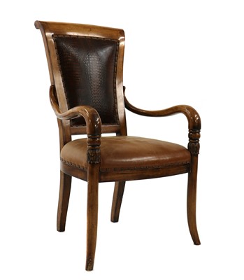 Lot 455 - An Austrian satin birch open armchair