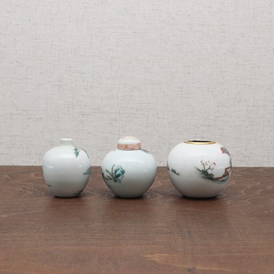 Lot 76 - A collection of three Chinese famille rose water pots