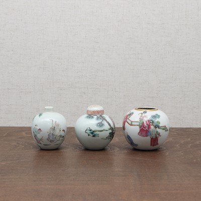 Lot 76 - A collection of three Chinese famille rose water pots