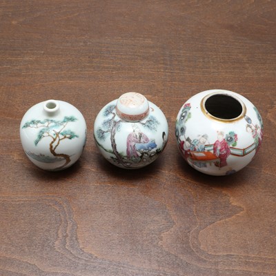 Lot 76 - A collection of three Chinese famille rose water pots