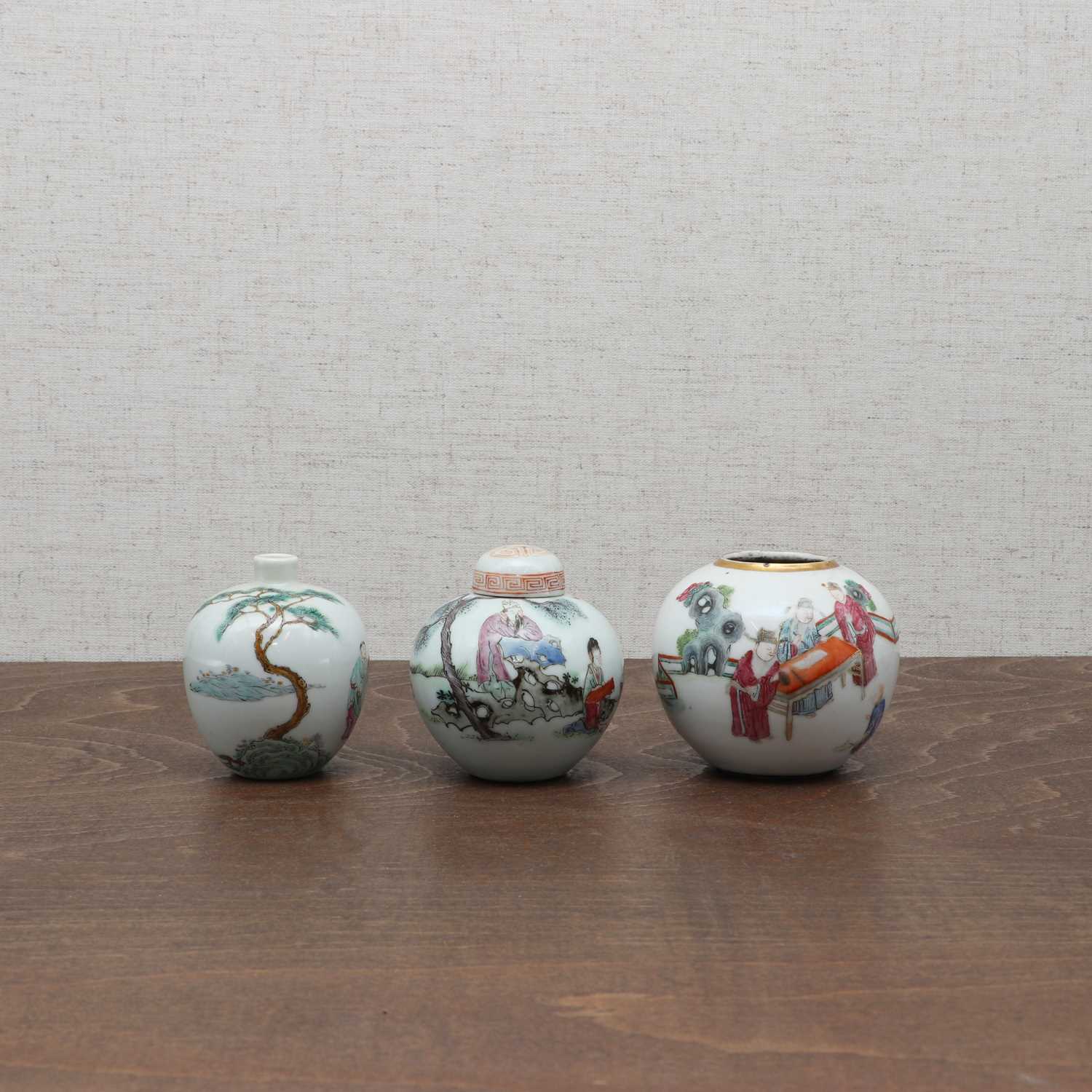 Lot 76 - A collection of three Chinese famille rose water pots