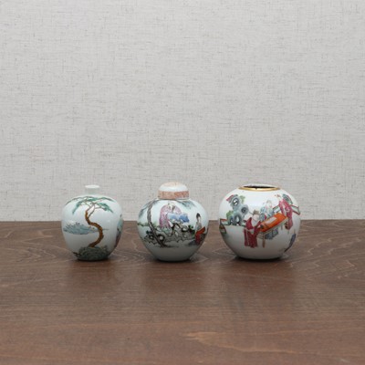 Lot 76 - A collection of three Chinese famille rose water pots