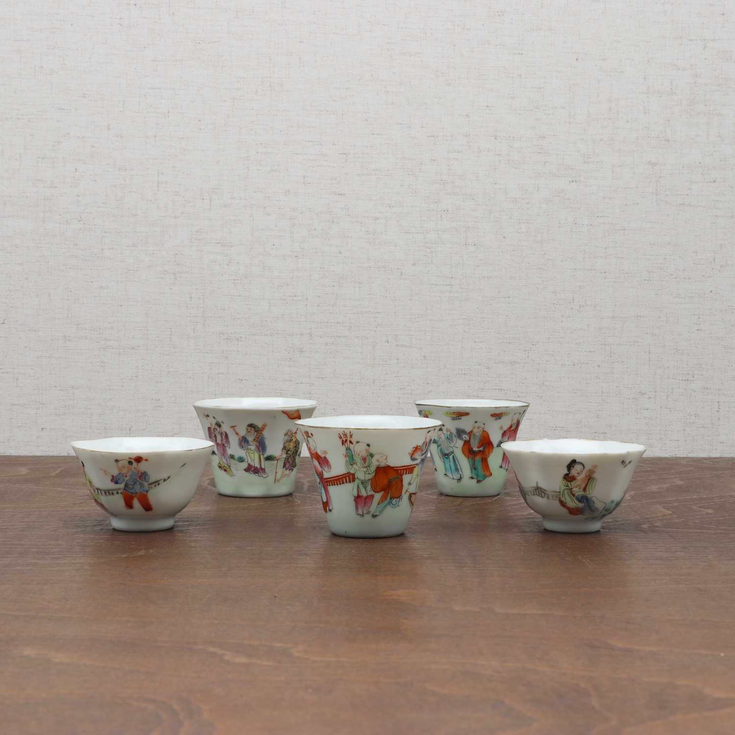 Lot 77 - A collection of five Chinese famille rose teacups