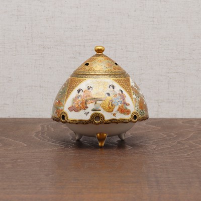 Lot 98 - A Japanese Satsuma ware koro and cover