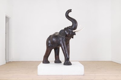 Lot 43 - A large leather elephant