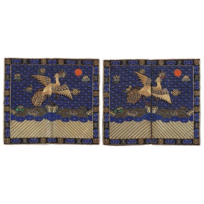 Lot 86 - A pair of Chinese embroidered rank badges