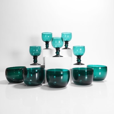 Lot 382 - A set of five Bristol green glass goblets