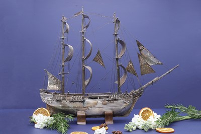 Lot 332 - A white metal model of HMS Bounty