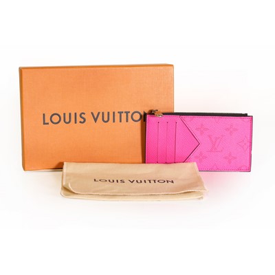 Lot 1555 - A Louis Vuitton pink monogrammed leather card holder and coin purse