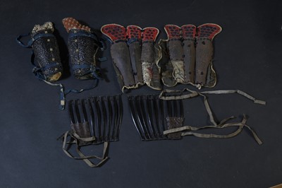 Lot 124 - Three pairs of Japanese suneate (shin guards)