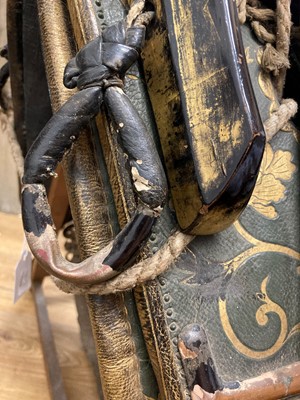 Lot 141 - A Japanese kura (saddle) and aori (saddle pads)