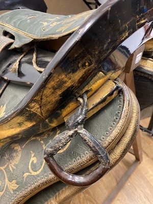 Lot 141 - A Japanese kura (saddle) and aori (saddle pads)