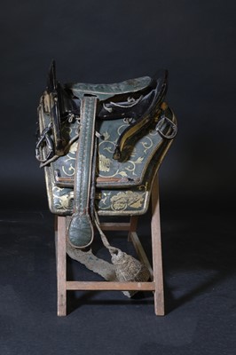 Lot 141 - A Japanese kura (saddle) and aori (saddle pads)