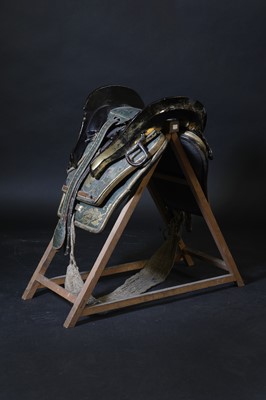 Lot 141 - A Japanese kura (saddle) and aori (saddle pads)