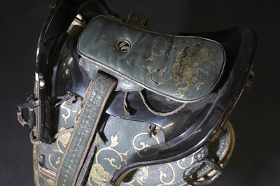 Lot 141 - A Japanese kura (saddle) and aori (saddle pads)
