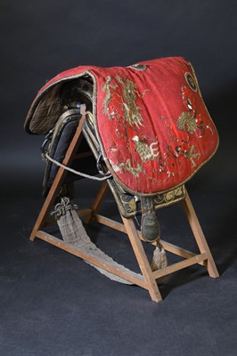 Lot 141 - A Japanese kura (saddle) and aori (saddle pads)