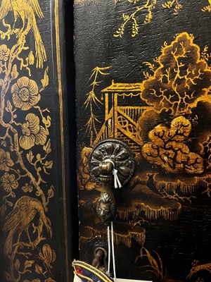 Lot 365 - A Regency black and gilt japanned side cabinet