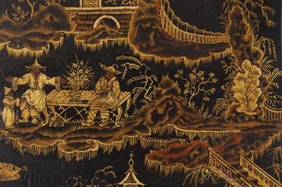 Lot 365 - A Regency black and gilt japanned side cabinet