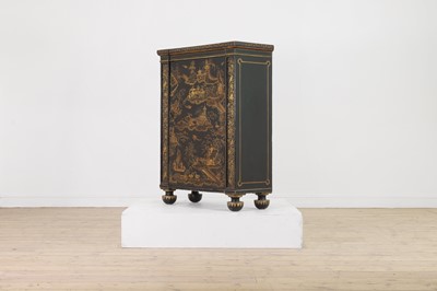 Lot 365 - A Regency black and gilt japanned side cabinet