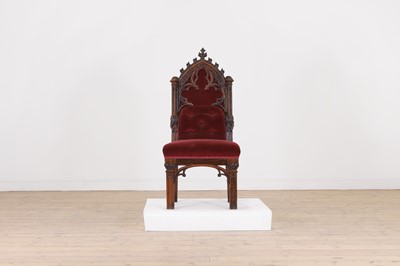 Lot 567 - A Victorian Gothic Revival walnut side chair