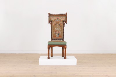 Lot 570 - A Victorian Gothic Revival walnut side chair