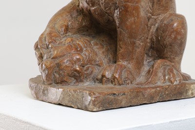 Lot 74 - A pair of Rosso Verona marble lions in the Renaissance manner