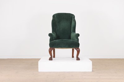 Lot 48 - A George II-style walnut wingback armchair