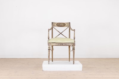 Lot 217 - A George III painted beech elbow chair