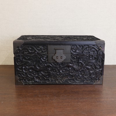 Lot 273 - A Chinese zitan wood box and cover